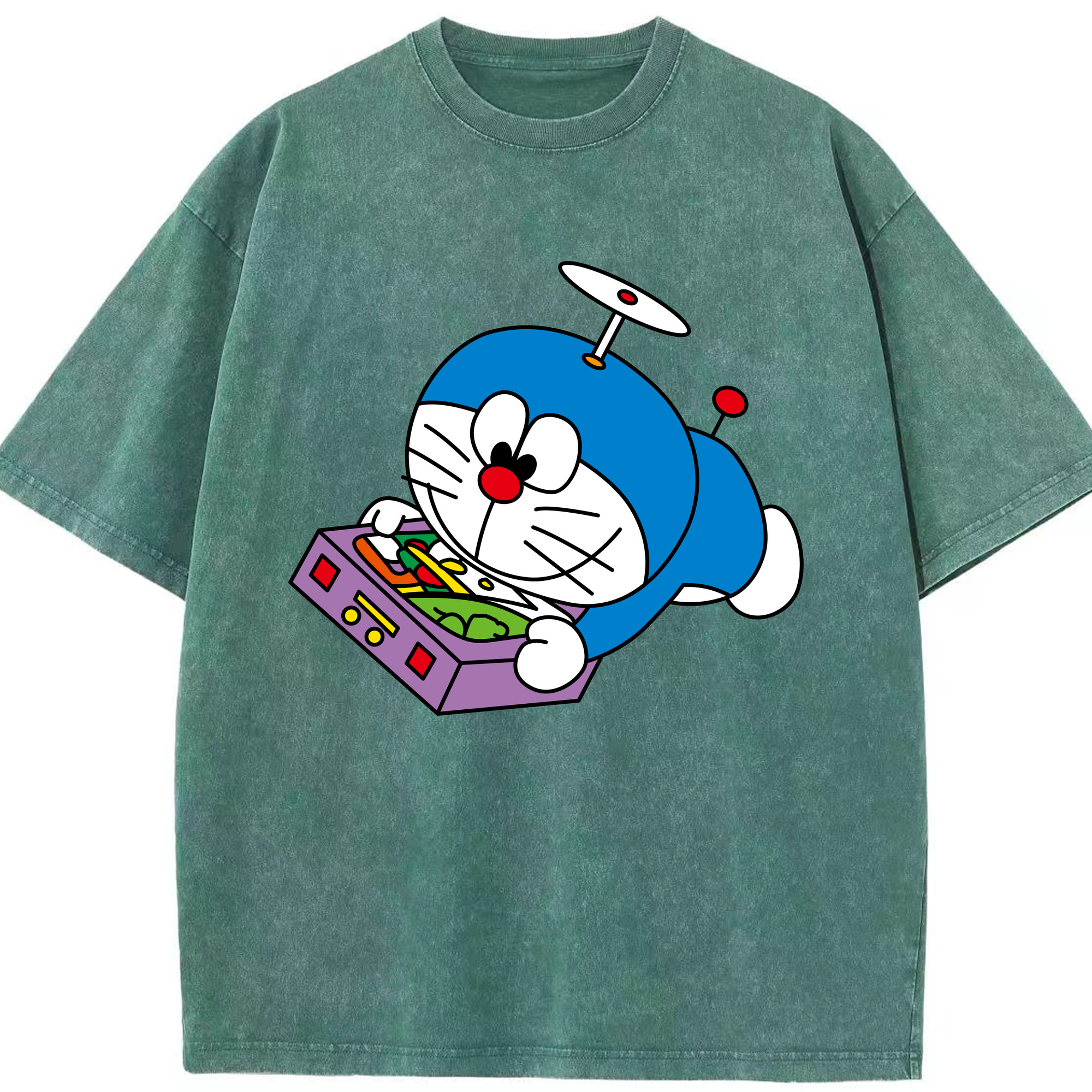 （画像用） ドラえもん Doraemon 綿100% ヴィンテージ風 半袖Tシャツ（フロントプリント）